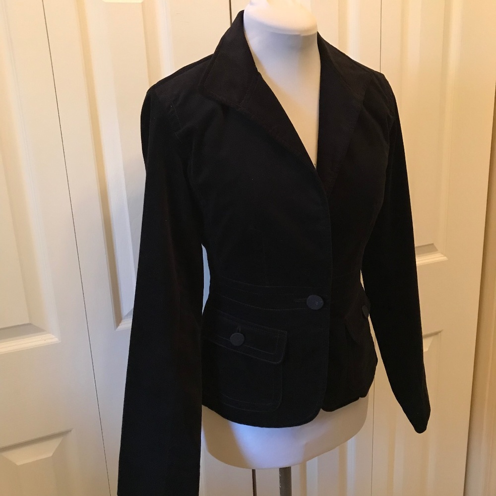 Talbots Black Velvet Jacket Blazer 4 Petite Career Office - Picture 3 of 7